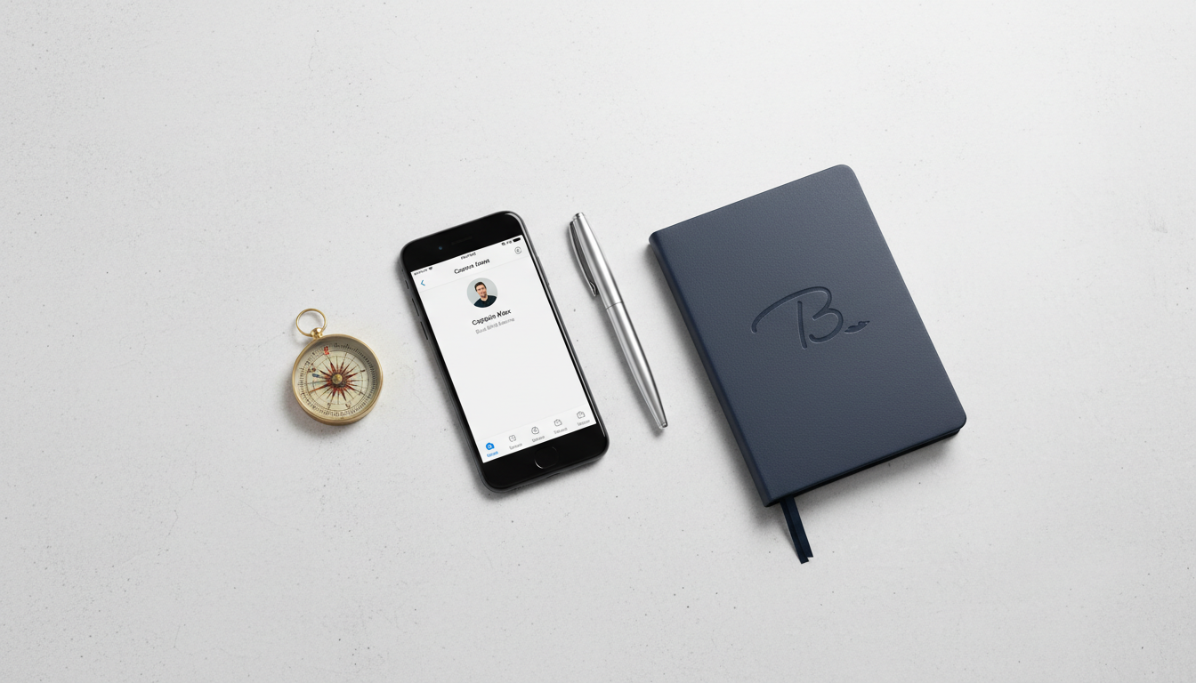 Communication elements neatly organized on a desk