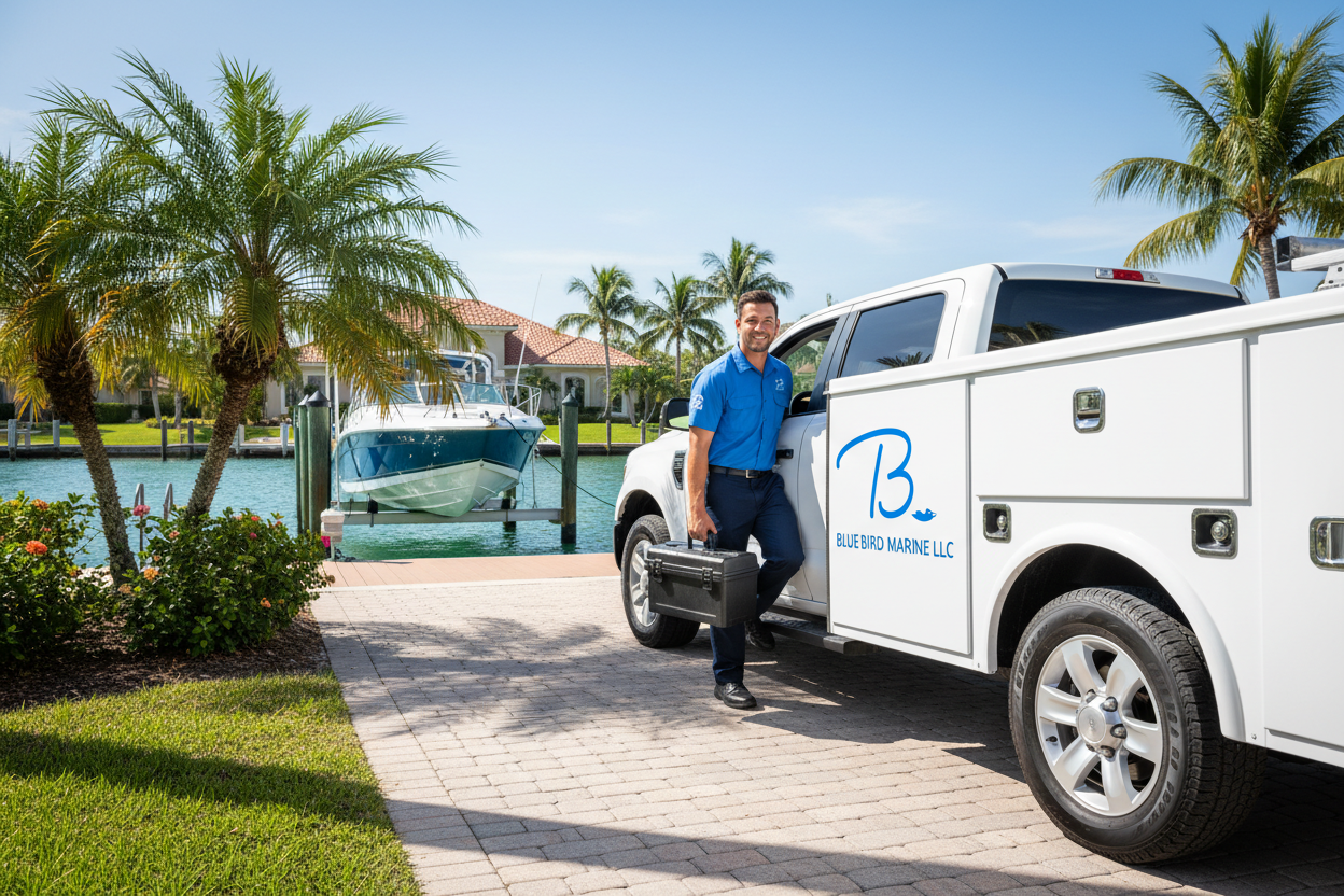 Blue Bird Marine LLC service truck on location